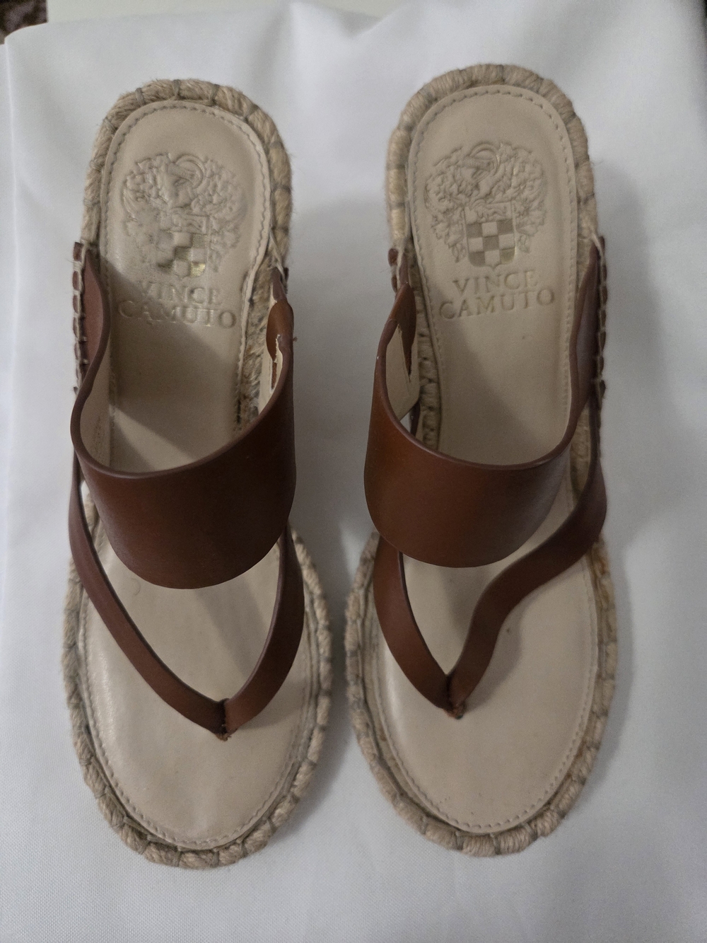 Vince Camuto Women's Brown Leather Slide Sandals